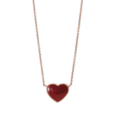 Collana Cuore smalto rosso oro giallo 