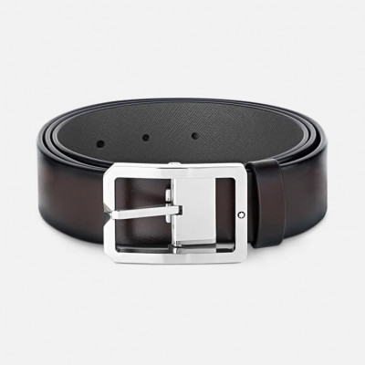 Cintura Sartorial reversibile in pelle marrone/grigia 35 mm
