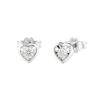 Orecchini cuore in Oro Bianco e Diamanti