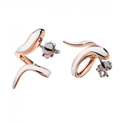 Orecchini in oro rosa, ceramica bianca e diamante