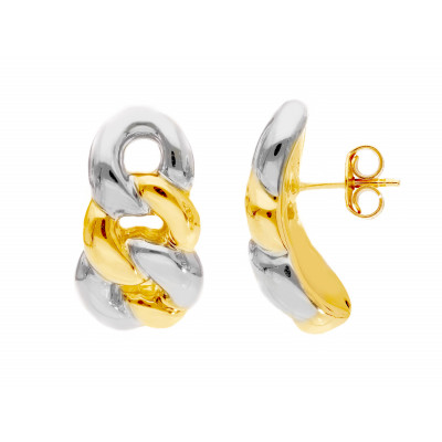 Orecchini in oro giallo  e bianco maglia catena grumetta 5,30 g