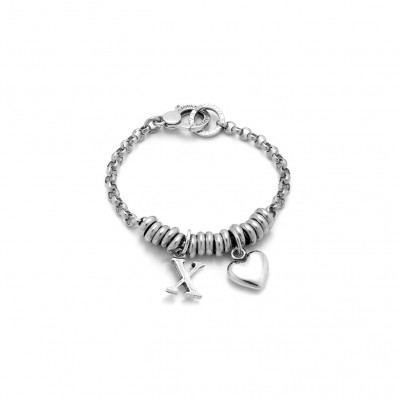 Bracciale Cuore e Lettera X