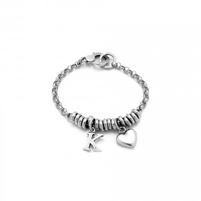 Bracciale Cuore e Lettera K
