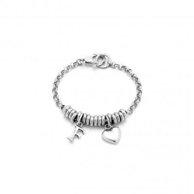 Bracciale Cuore e Lettera F