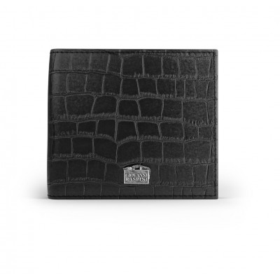 Portafogli pelle croco nera
