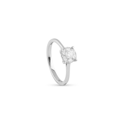 Anello solitario Aura oro bianco e diamanti