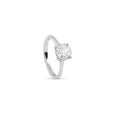 Anello solitario Aura oro bianco e diamanti
