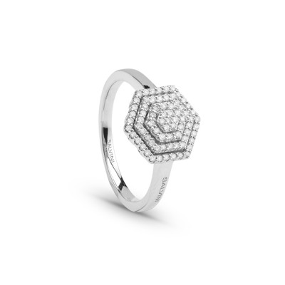 Anello Bagliori in oro bianco e diamanti