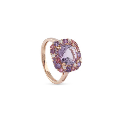 Anello BonBon in oro rosa, diamanti e semipreziosi
