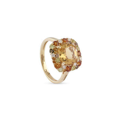 Anello BonBon in oro giallo, diamanti e semipreziosi