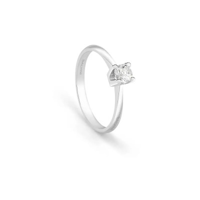 Anello solitario Essenza in oro bianco con diamante