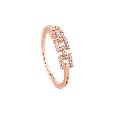 Anello Geometrica Quadrato in oro rosa e diamanti - 3 moduli