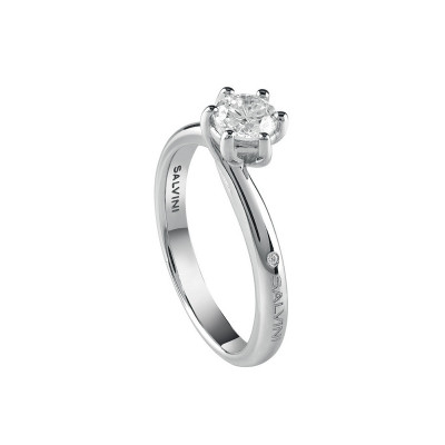 Anello solitario Lavinia in oro bianco con diamanti