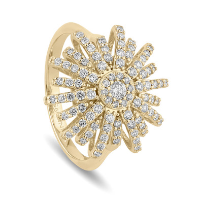 Anello Sole oro giallo e diamanti medium