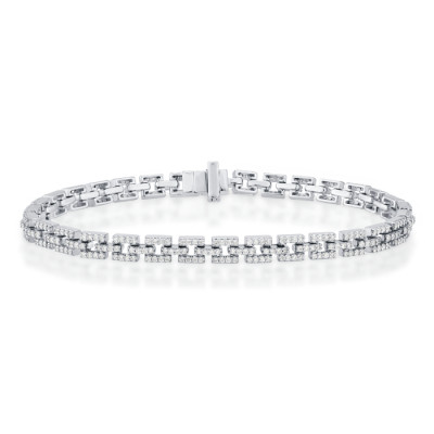 Bracciale Tennis Geometrica Quadrato in oro bianco e diamanti