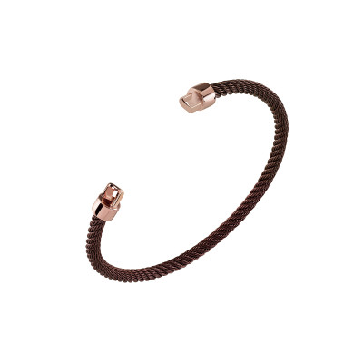 Bracciale Inifnito in acciaio brunito nero con inserti in oro rosè