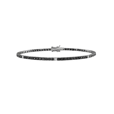 Bracciale Tennis in oro bianco, diamanti bianchi e neri