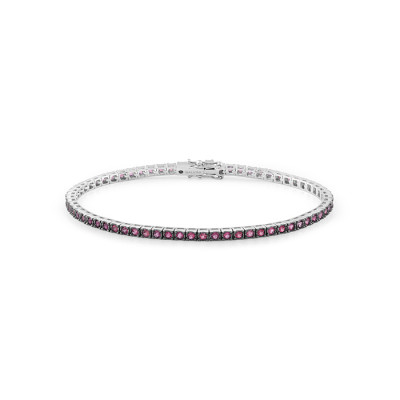 Bracciale Tennis in oro bianco, diamanti rubini