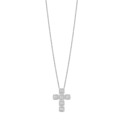 Collana Bagliori croce in oro bianco e diamanti