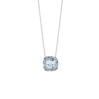 Collana BonBon in oro bianco, diamanti e semipreziosi