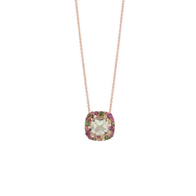 Collana BonBon in oro rosa, diamanti e semipreziosi