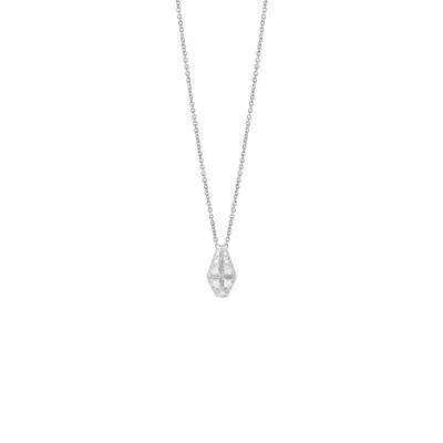 Collana Eva in oro bianco con diamanti e hybrid ceramic rosso