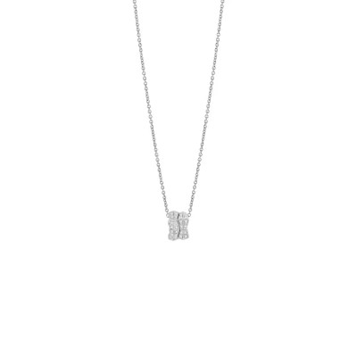 Collana Eva in oro bianco con diamanti e hyceramic rosso