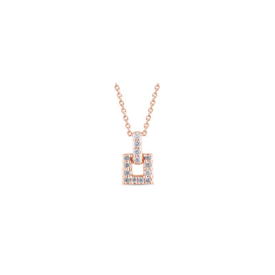Collana Geometrica Quadrato oro rosa e diamanti - 1 modulo
