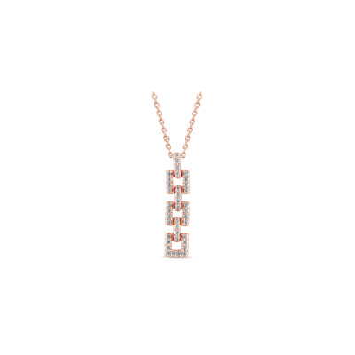 Collana Geometrica Quadrato oro rosa e diamanti - 3 moduli