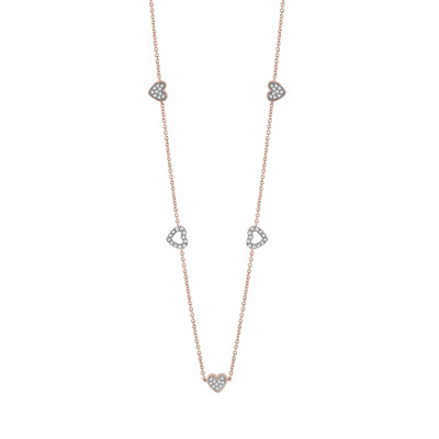 Collana I Segni oro rosa e diamanti cuore
