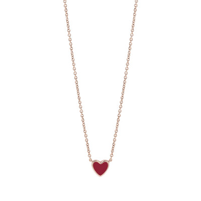 Collana I Segni Cuore oro rosa e hybrid ceramica rossa