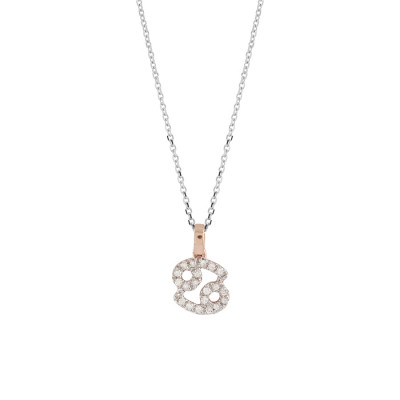 Collana I Segni Zodiacali Cancro oro bianco e rosa con diamanti