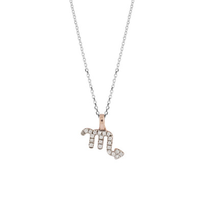 Collana I Segni Zodiacali Scoprione oro bianco e rosa con diamanti