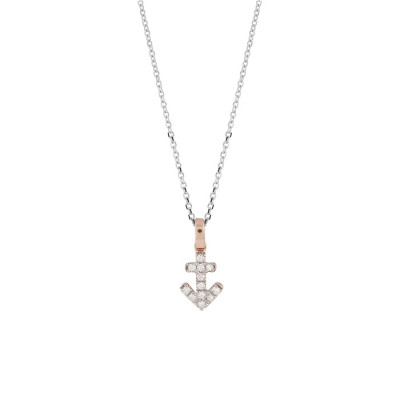 Collana I Segni Zodiacali Sagittario oro bianco e rosa con diamanti
