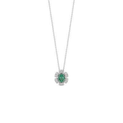 Collana Incantesimo in oro bianco con diamanti e smeraldo