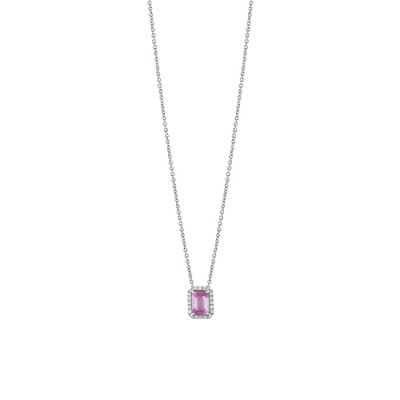 Collana Sorrento in oro bianco, zaffiro rosa con diamanti