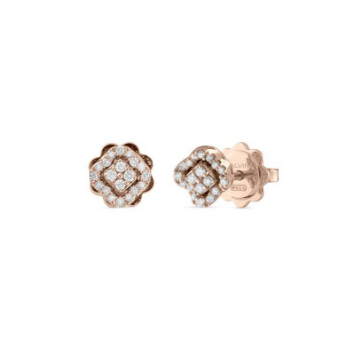Orecchini Bagliori Fiore in oro rosa e diamanti - mini