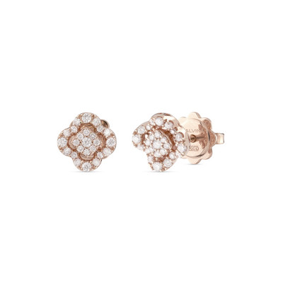 Orecchini Bagliori Fiore in oro rosa e diamanti - small