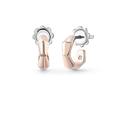 Orecchini Eva in oro rosa con diamanti e hyceramic rosso
