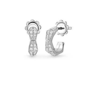 Orecchini Eva in oro bianco con diamanti e pavé hyceramic rosso