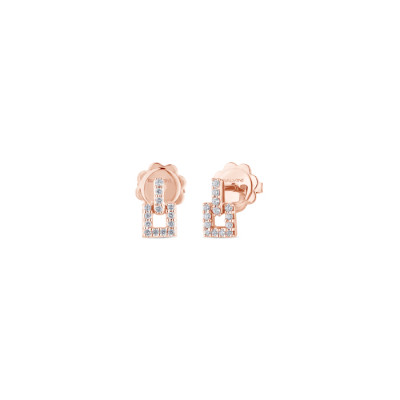 Orecchini Geometrica Quadrato oro rosa e diamanti - 1 modulo