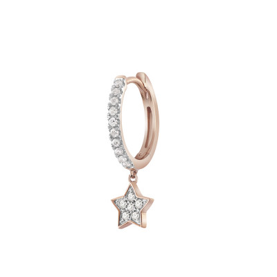 Monorecchino I Segni oro rosa e diamanti cerchio e stella