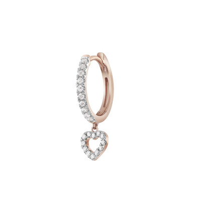 Monorecchino I Segni oro rosa e diamanti cerchio e cuore