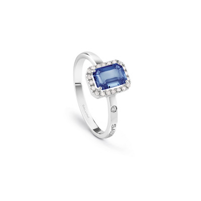 Anello Sorrento in oro bianco con diamanti e tanzanite