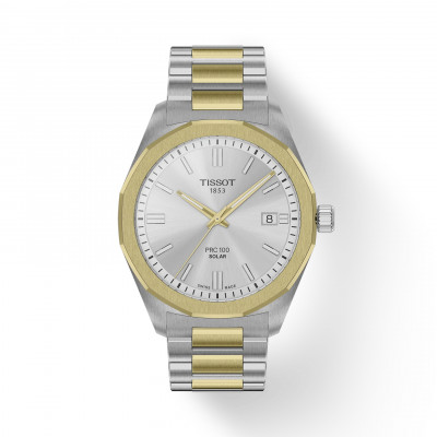 PRC 100 Solar Quartz 39 mm argento e PVD oro